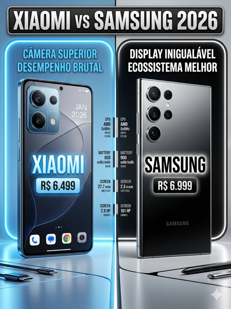 Xiaomi ou Samsung: qual vale mais a pena em 2026? (Comparativo real)